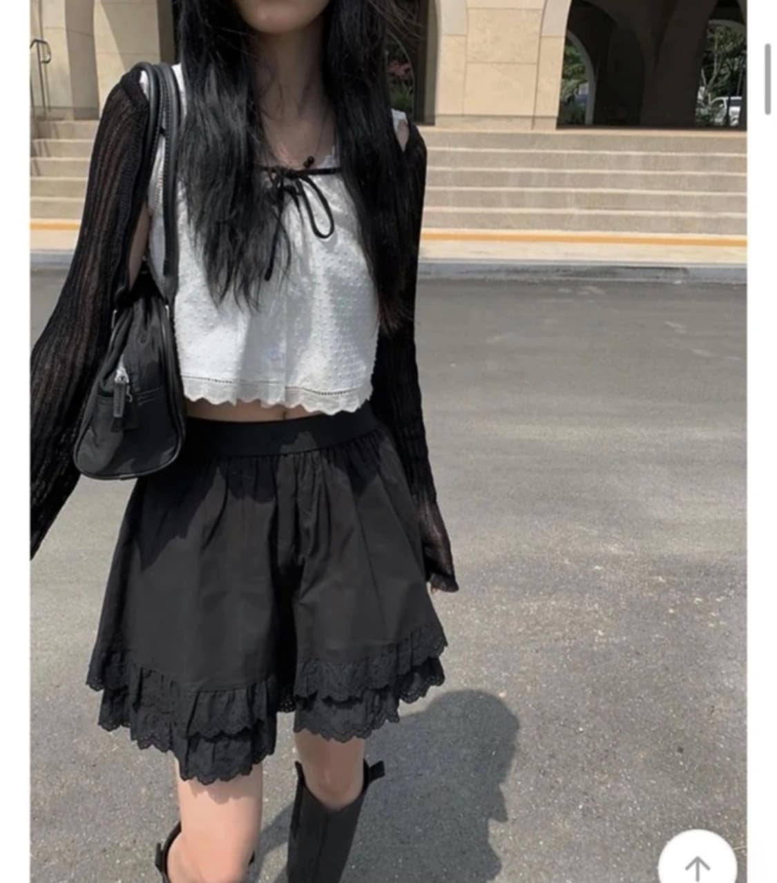 블랙 프릴 미니스커트 상품이미지3
