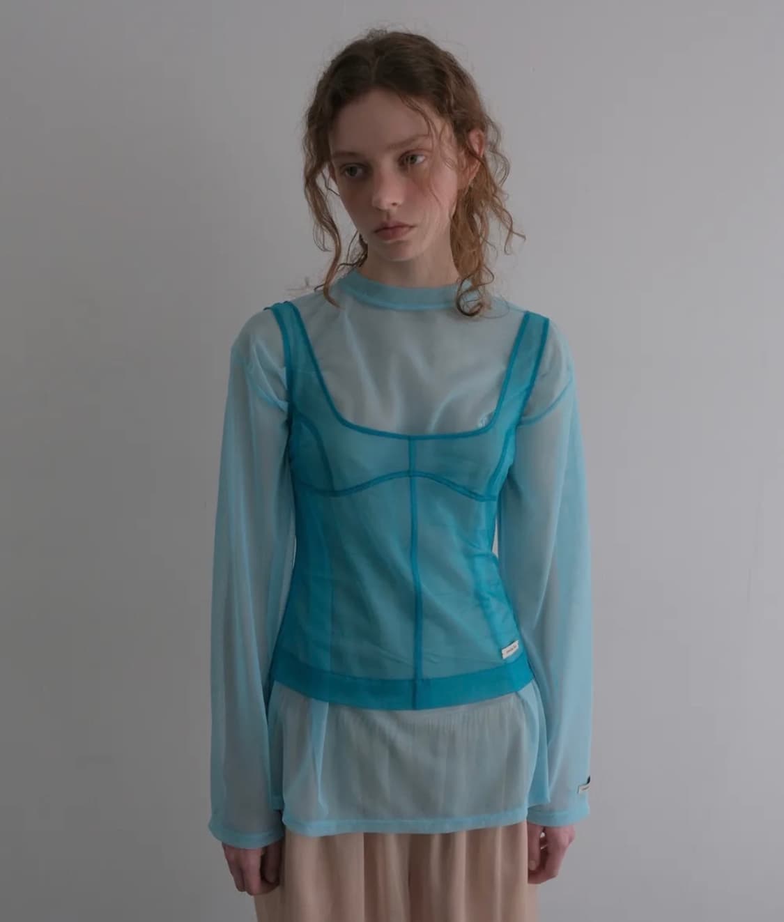 오버듀플레어 MESH CORSET SLEEVELESS_TEAL BLUE 상품이미지1