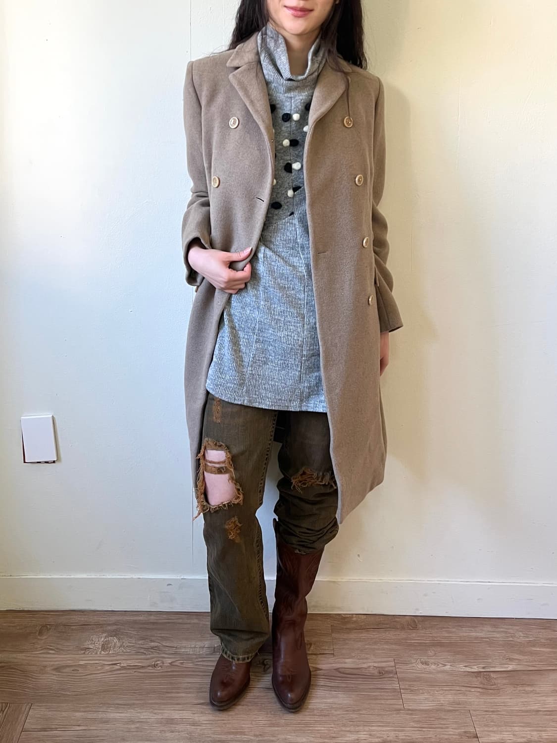 D&G 오트밀 더블 코트 상품이미지7