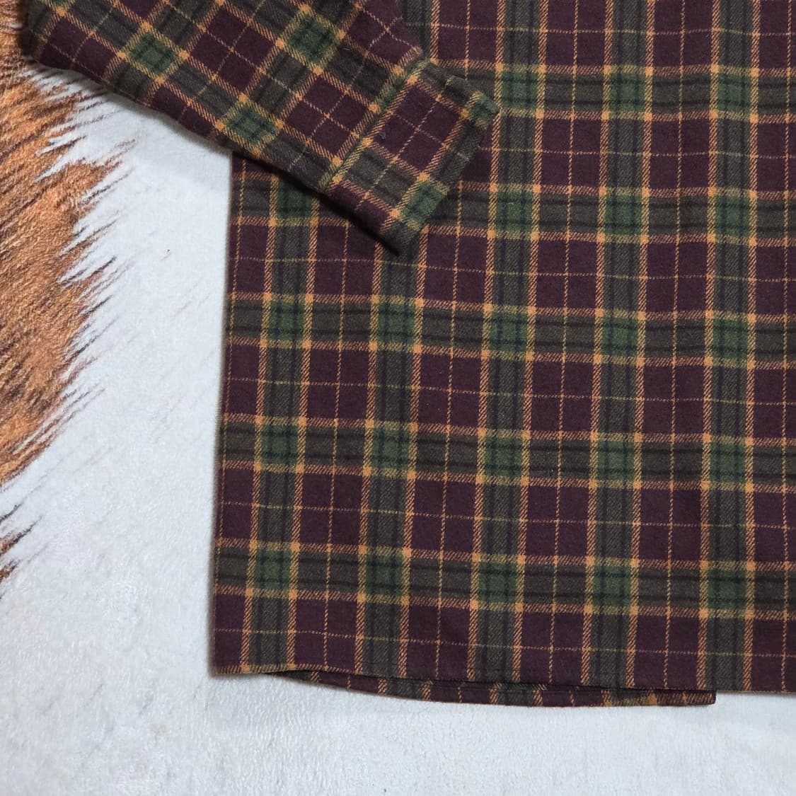 빈티지 버건디 그린 오버핏 체크 셔츠 상품이미지6