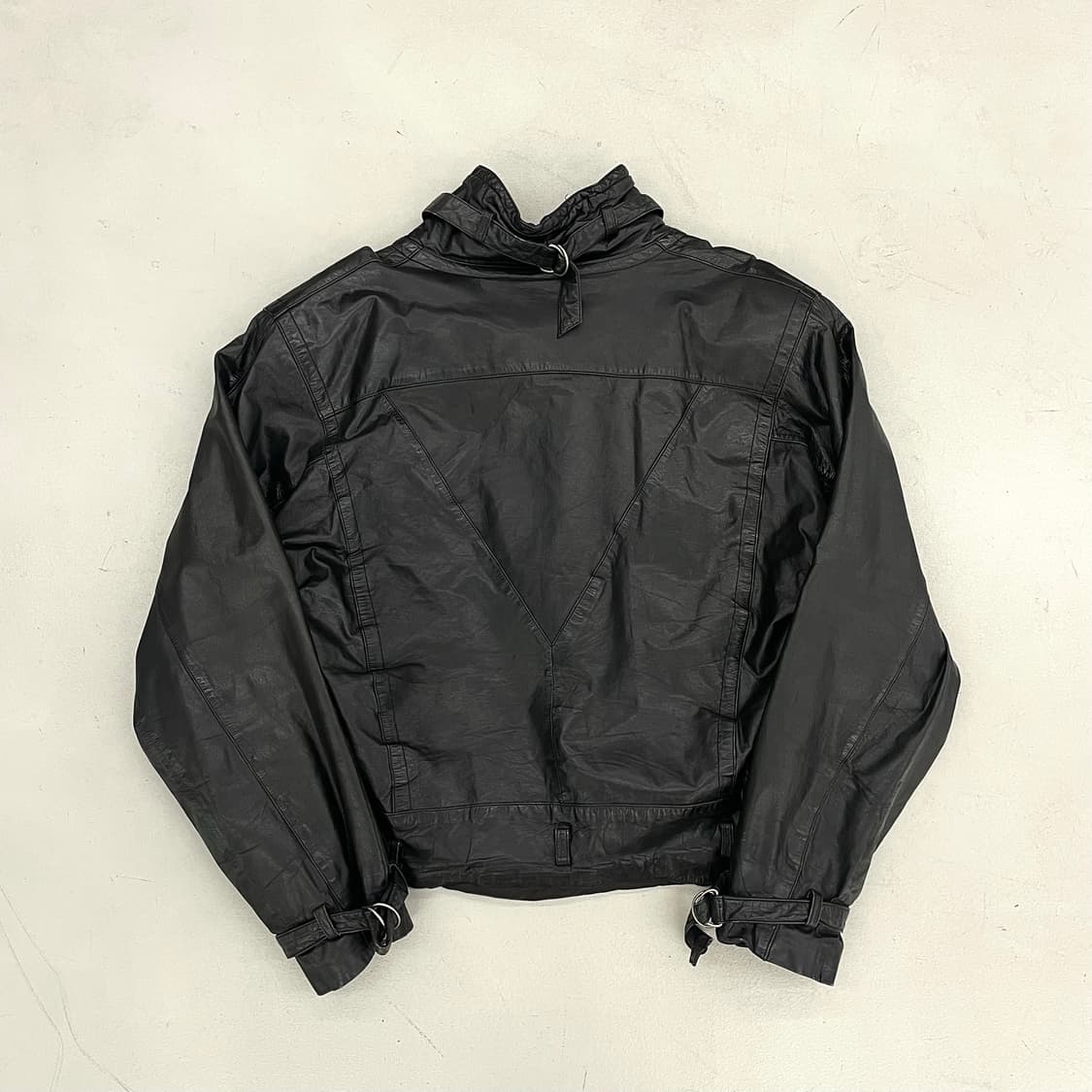 펠레펠레 90s 릭오웬스맛 하이넥 멀티 사선 지퍼 리얼레더 가죽 자켓 상품이미지5