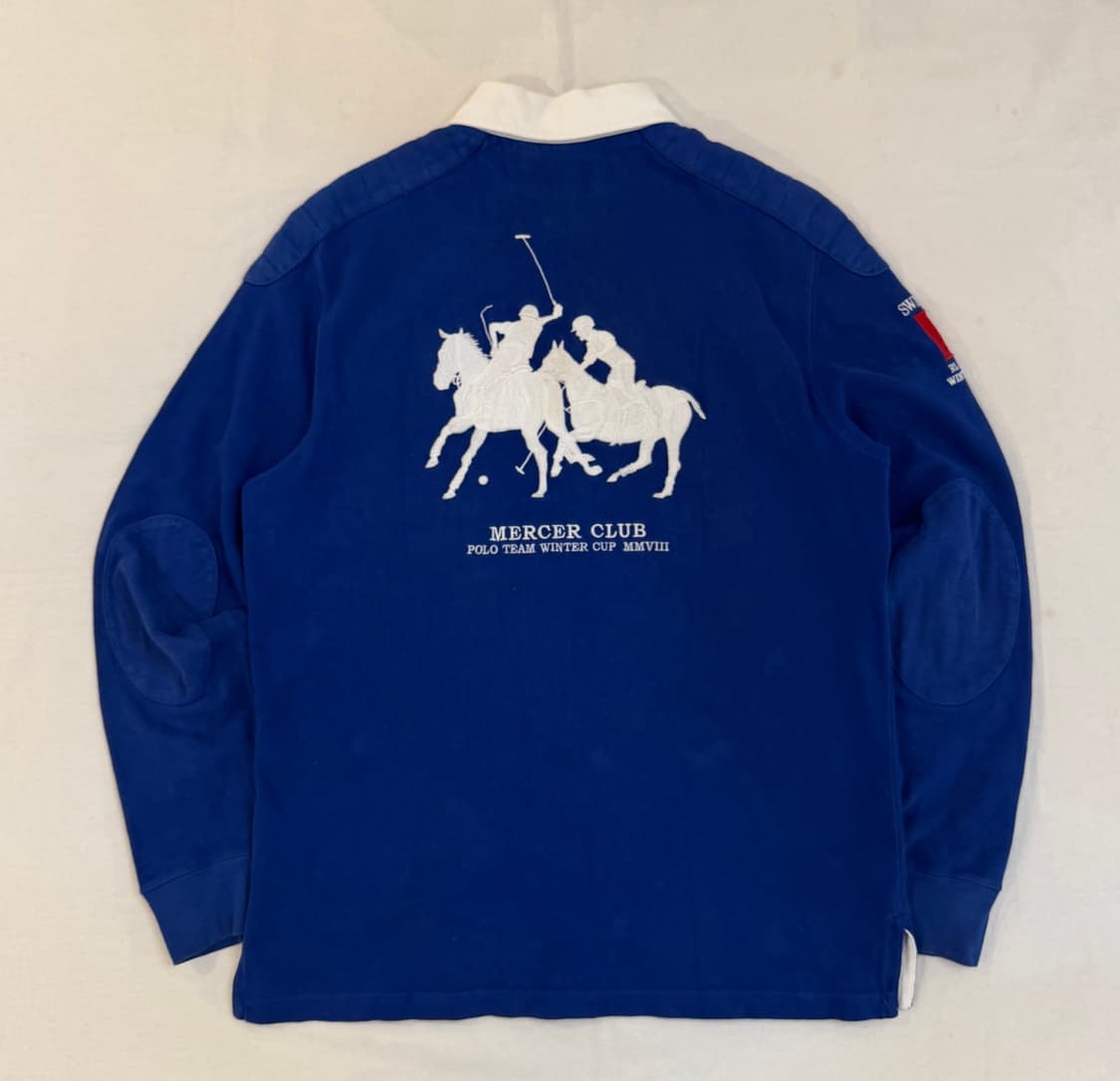 90s 폴로 빅포니 치프키프 스위스 럭비 롱슬리브 카라티 블루 상품이미지5