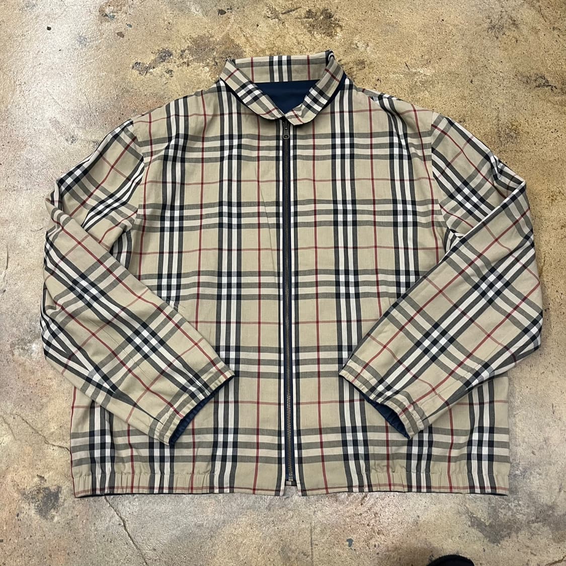 [정품] 버버리 체크 패턴 집업 네이비 양면 자켓 b17 상품이미지2