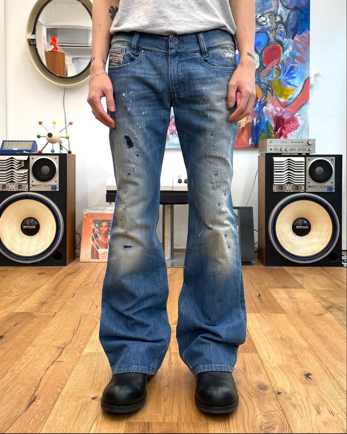 디젤 플레어 핏 데미지 데님 판매 상품이미지1