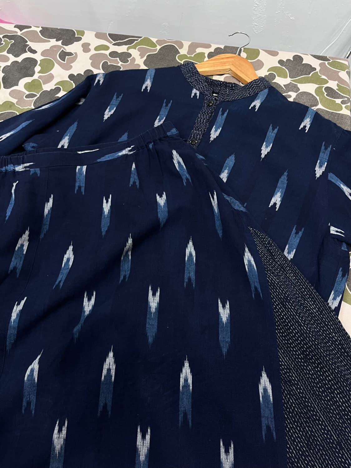 GIEMON 기에몬 패턴 네추럴 인디고 투피스 Made in JAPAN 상품이미지1