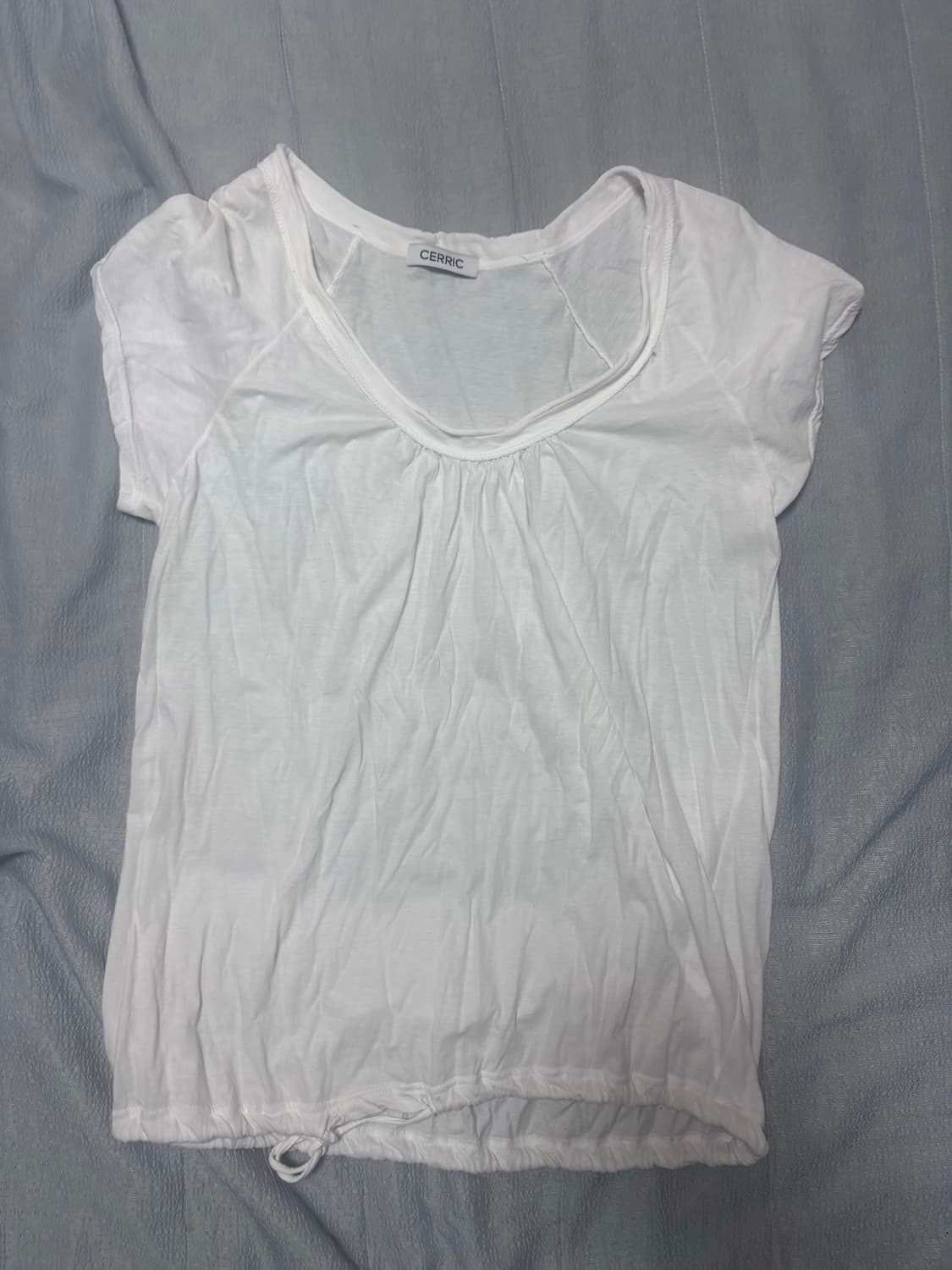 세릭 Round Drawstring Hem Top _ White 상품이미지5