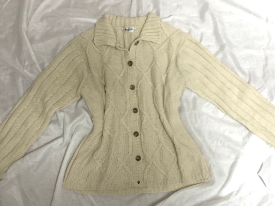 빈티지 모리걸 하구미 아이보리 케이블 니트 가디건 상품이미지2