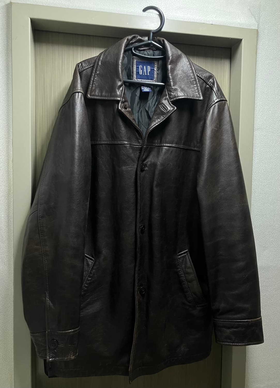 Old gap 올드갭 레더 카코트 다크브라운 L사이즈 상품이미지1