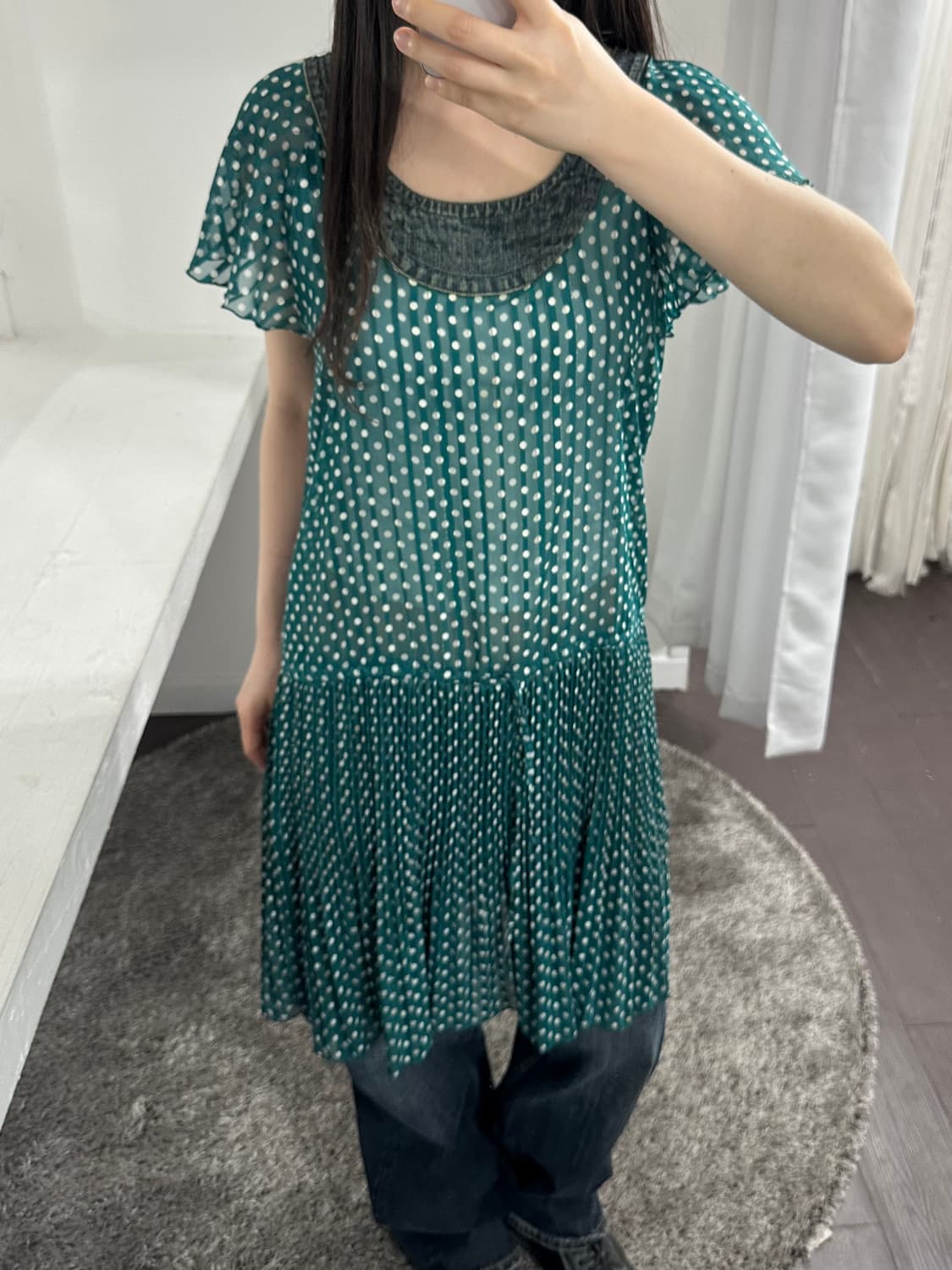 design seethrough dot dress 상품이미지3