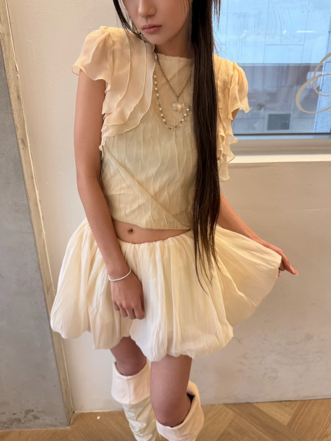 아이보리 러플 볼레로 상품이미지1