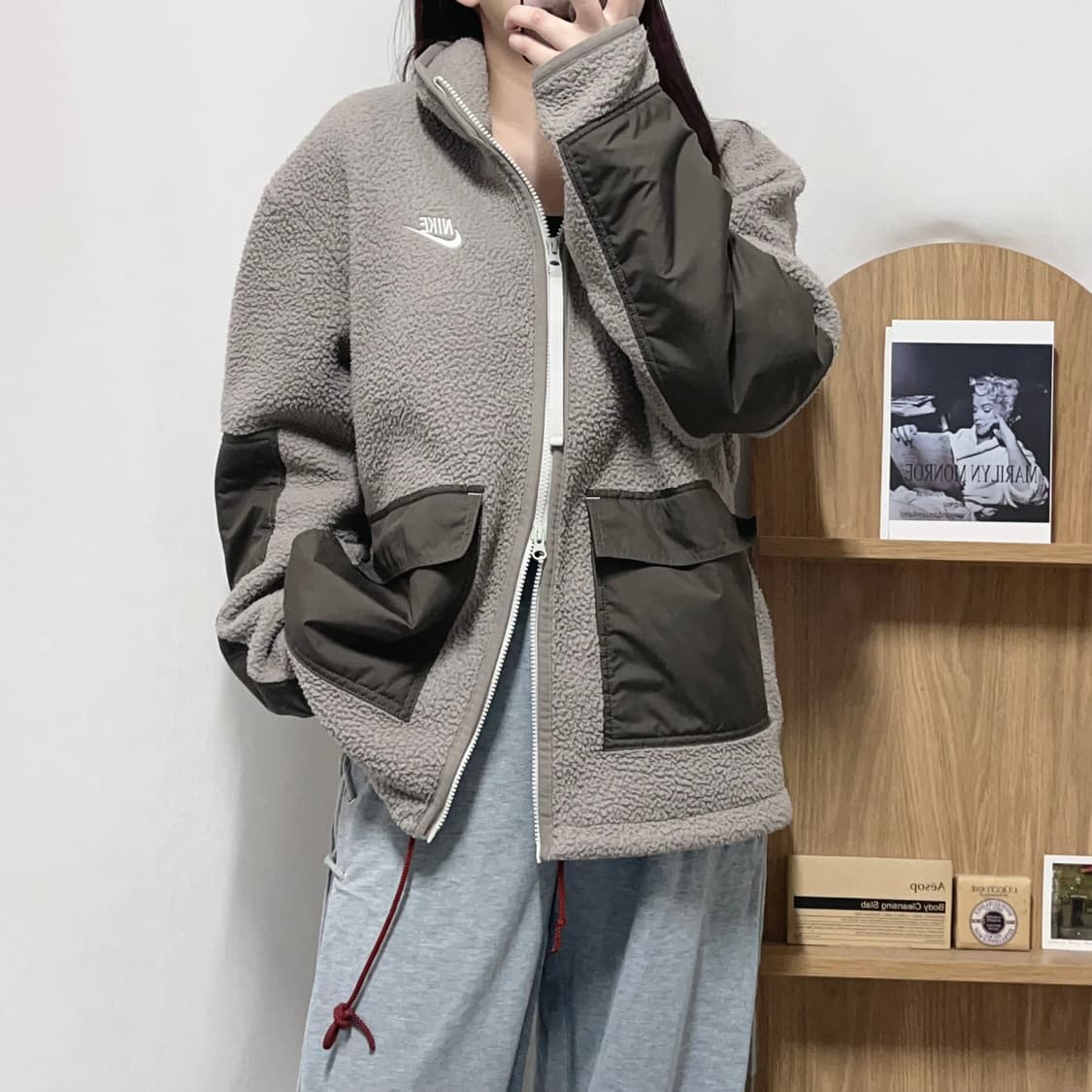 [정품] 나이키 브라운그레이 포켓 패치 후리스 [ L ] 상품이미지2