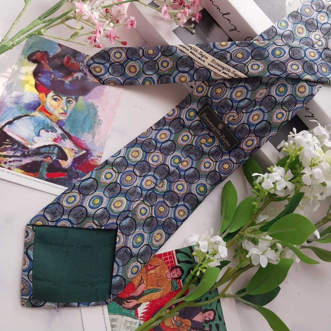 에르메네질도 제냐 그레이 패턴 넥타이 9.7cm S~A+등급 K2433
 상품이미지5