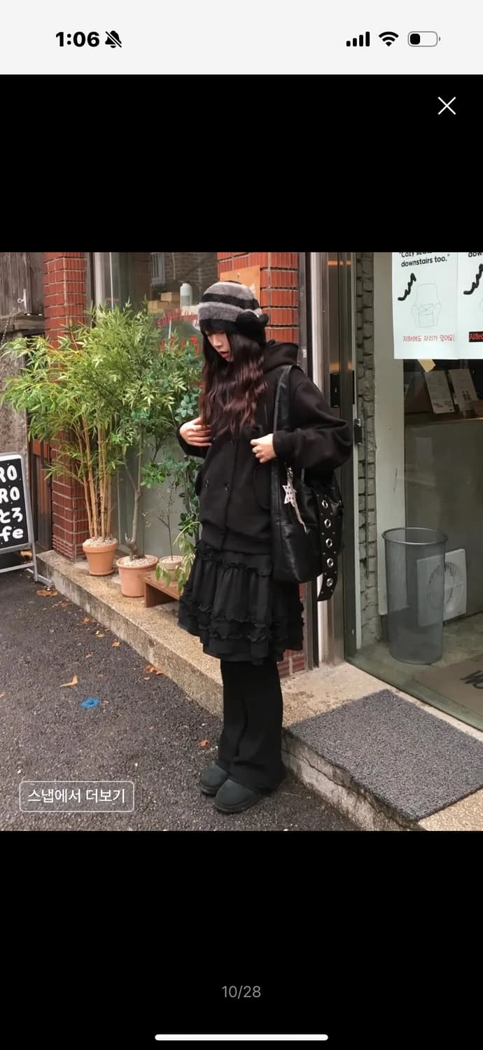 플레어업 레이어드 러플 스커트 팬츠 블랙  상품이미지3