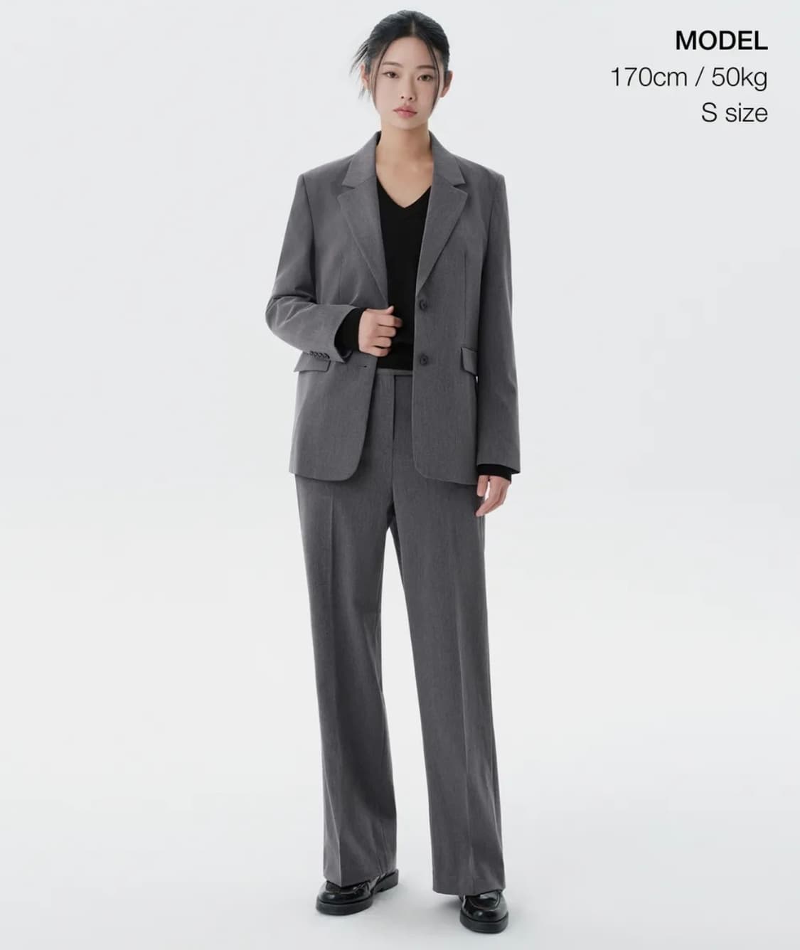 무신사 스탠다드  우먼즈 와이드 히든 밴딩 슬랙스 [미디엄 그레이] (원 상품이미지1