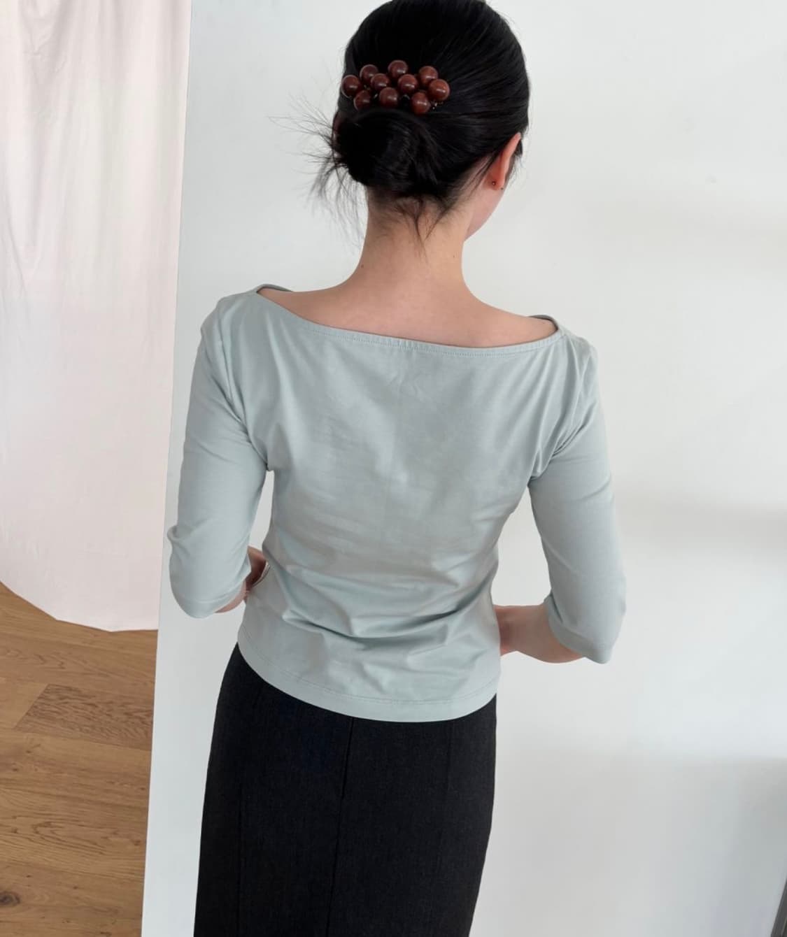 Boatneck Half Sleeve T-shirt - fog 새상품 상품이미지2