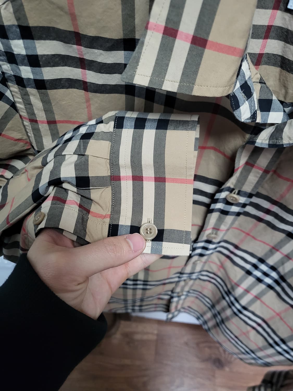 22SS 버버리 체크 코튼 포플린 셔츠 L 상품이미지5