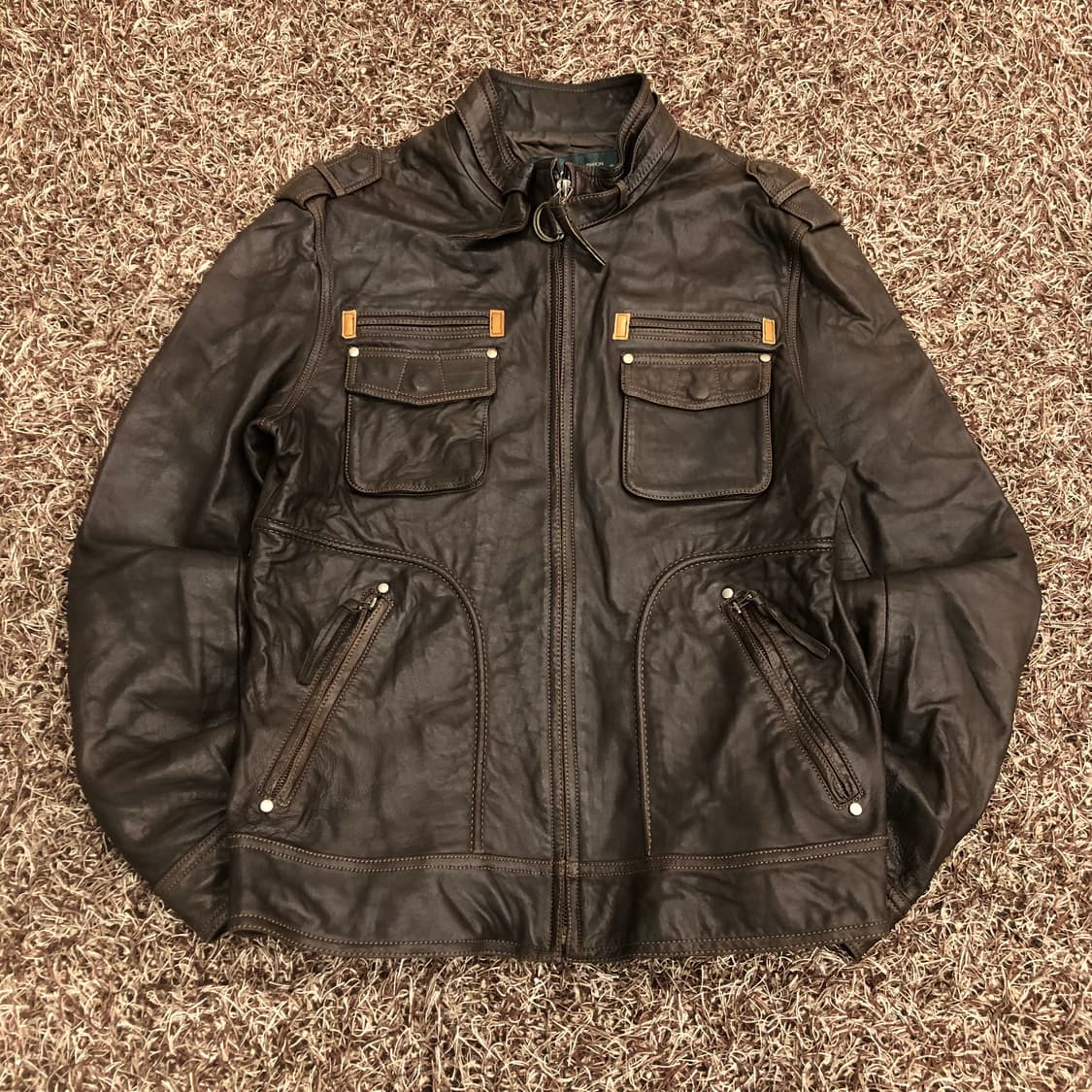 금강 양가죽 멀티 포켓 레더 가죽 자켓  상품이미지1