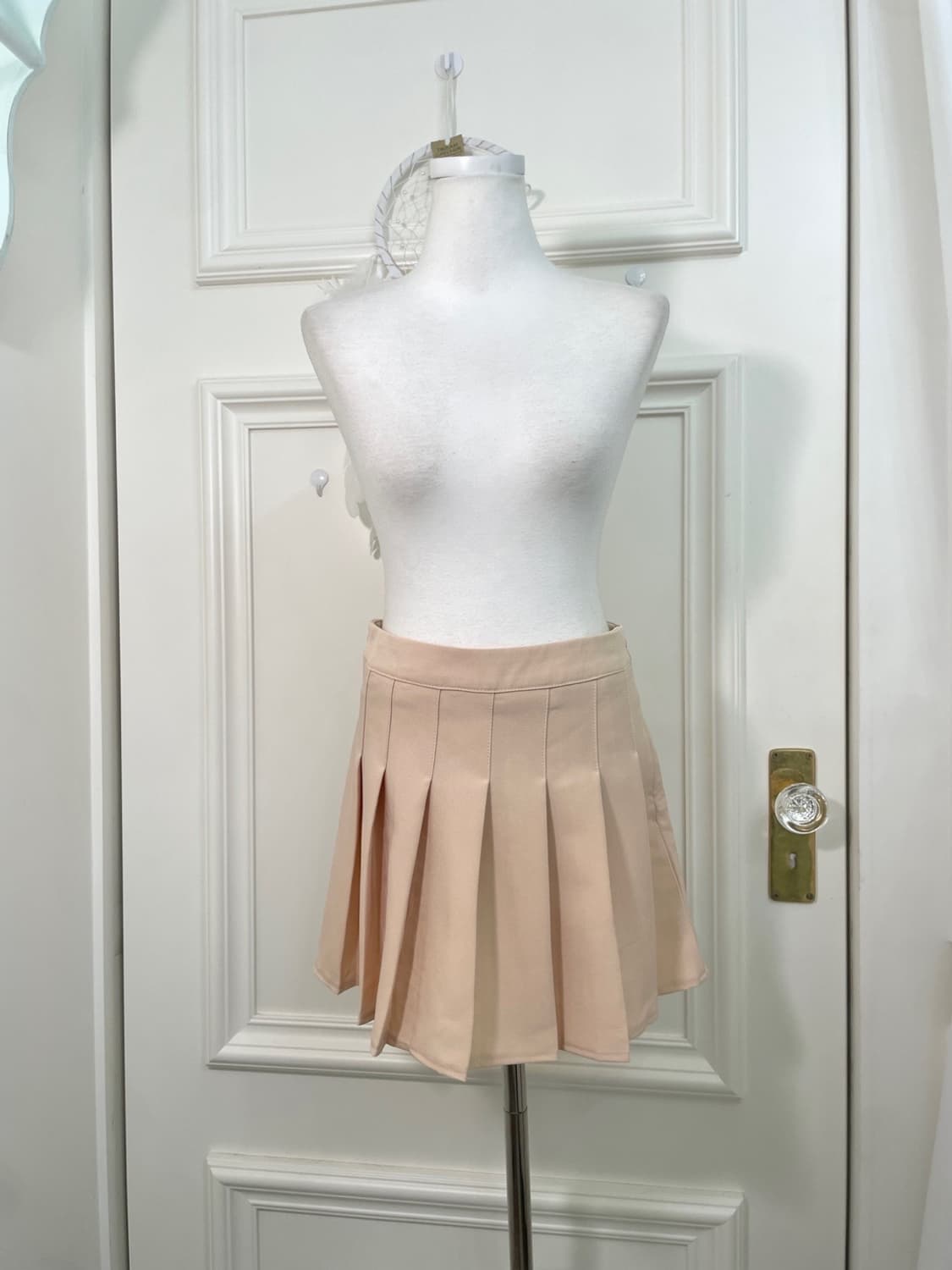 coral beige basic pleats mini skirt 상품이미지1