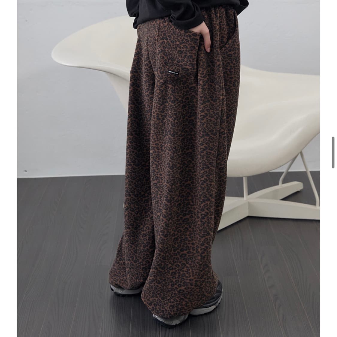 렌세 레오파드 후리스 와이드 팬츠 상품이미지4