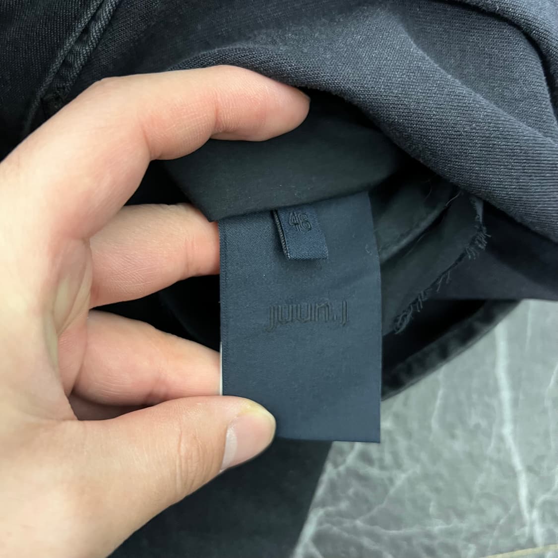 준지 투포켓 레이어드 배색 레이어드 데님 셔츠 블랙 상품이미지5