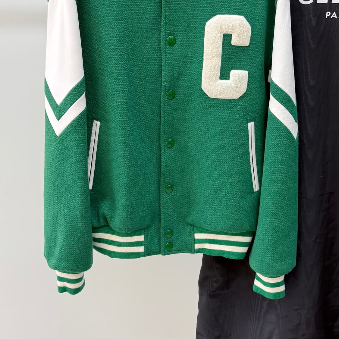 [S+급/46] 셀린느 잭슨 울 테디 바시티 자켓 그린 풀구성 상품이미지4