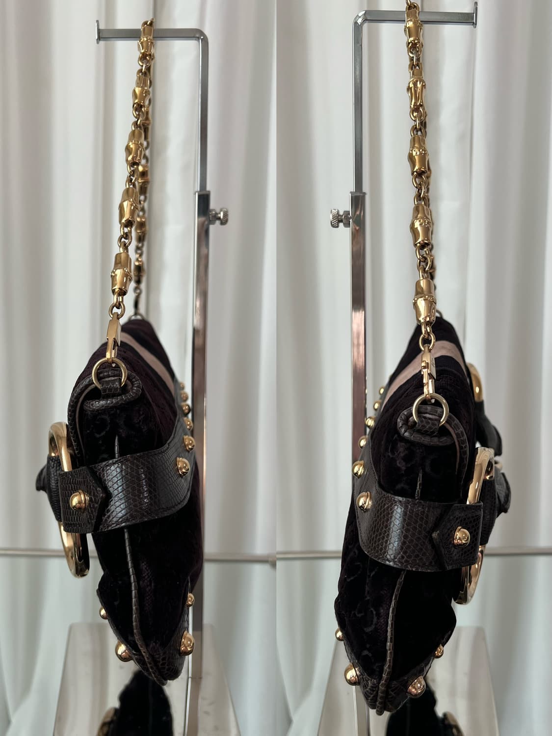 Rare 구찌 홀스빗 FW2004 벨벳 리자드 숄더백 상품이미지7