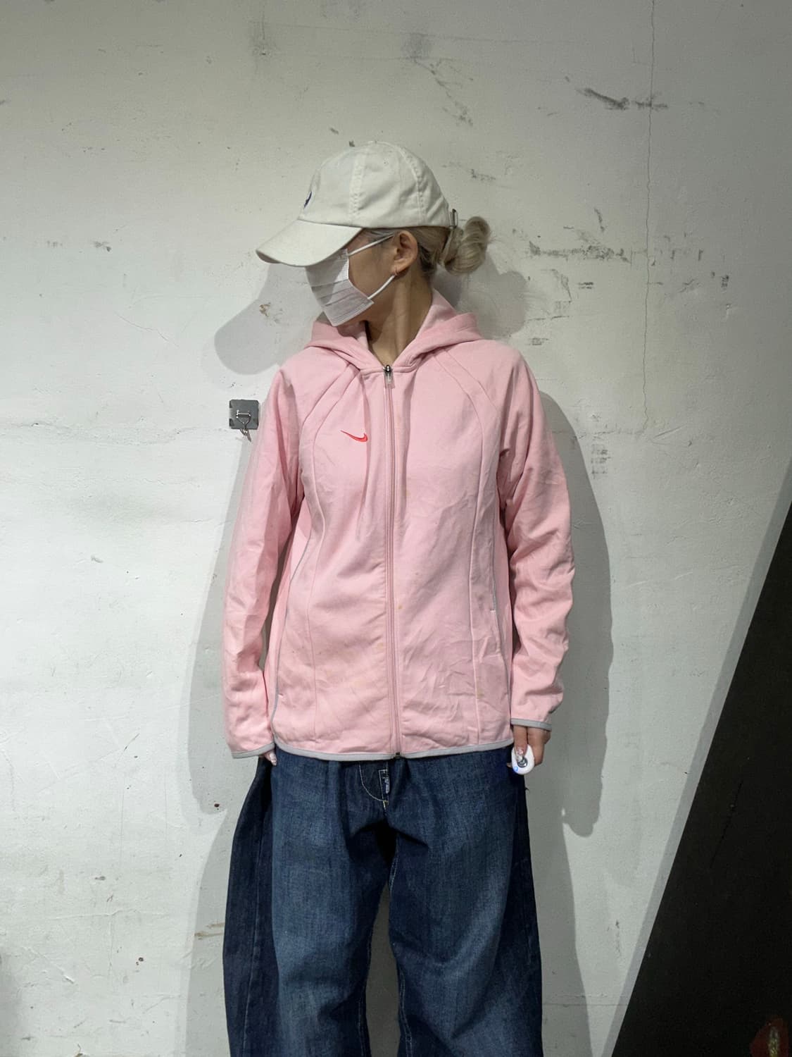 나이키 딸기우유 핑크 로고 후드집업 져지 XL 상품이미지2