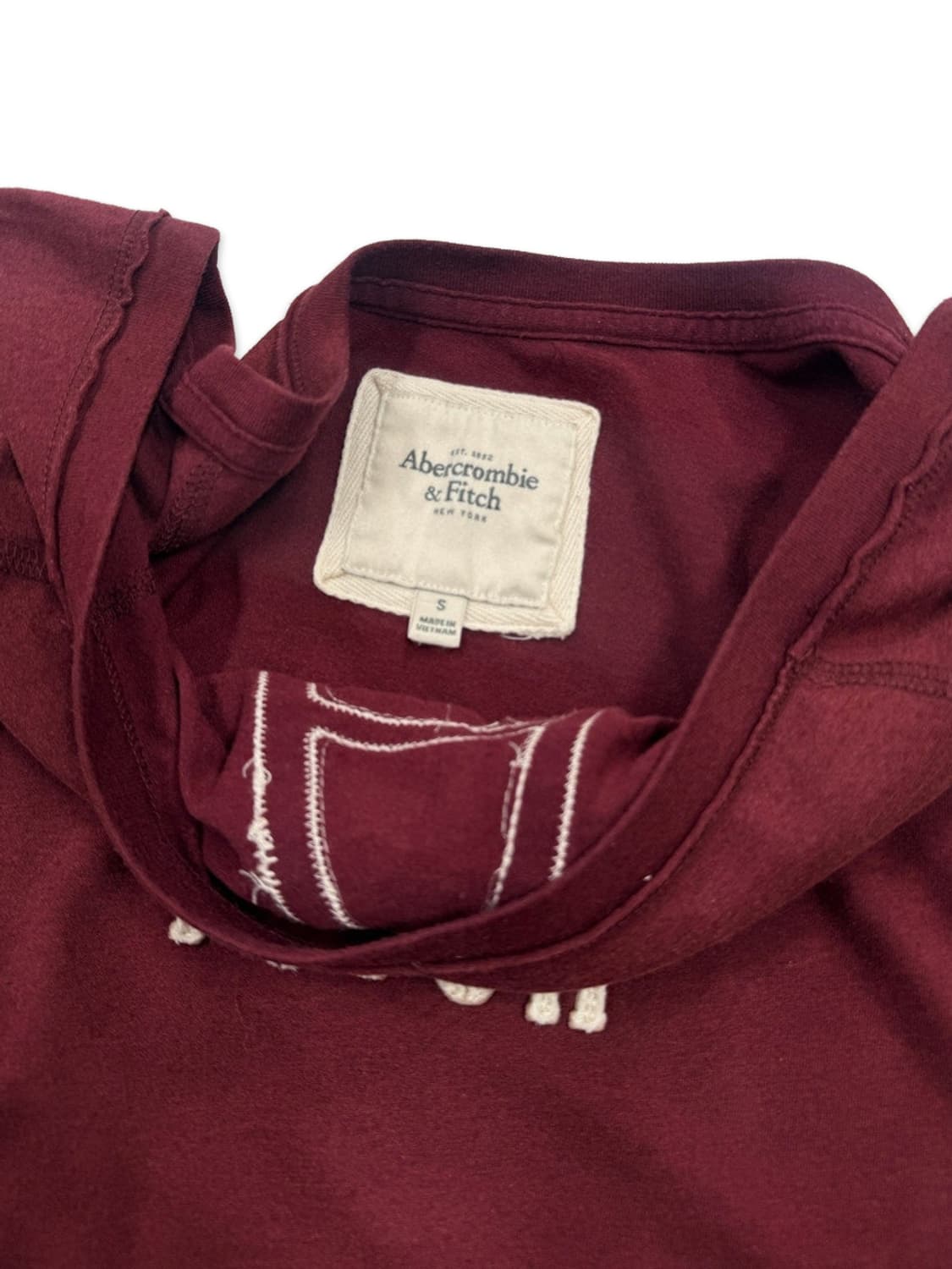 빈티지 아베크롬비 버건디 로고 오프숄더 상품이미지4