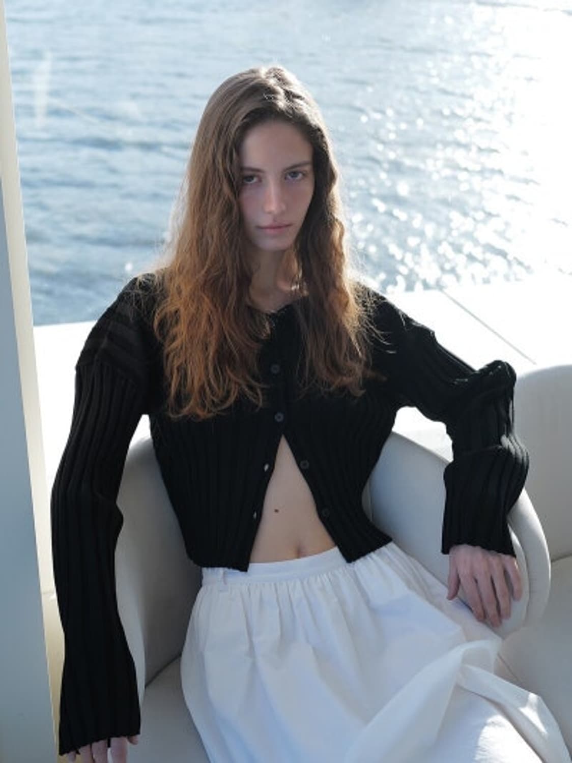 MILLIE RIB KNIT CARDIGAN/ 블랙/ 새상품 상품이미지3