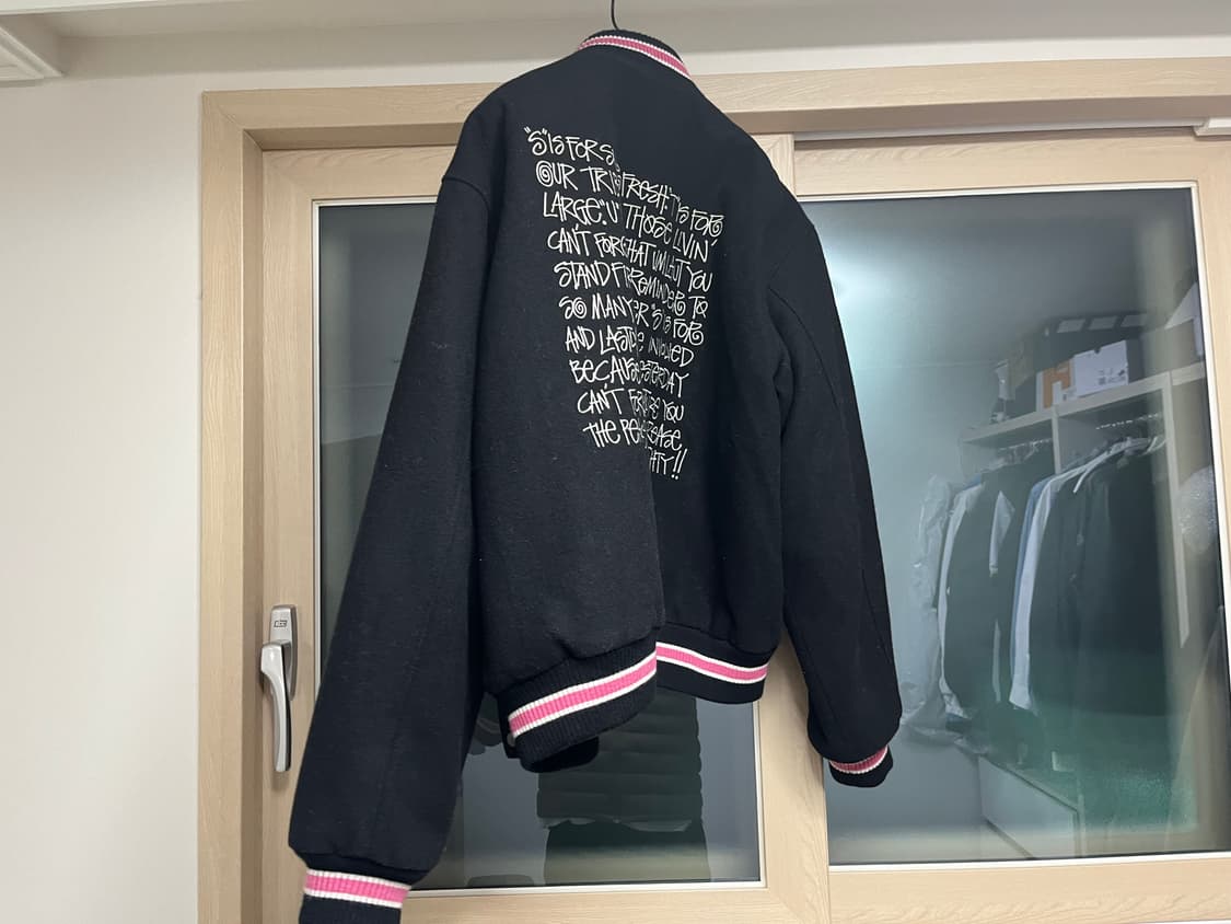 스투시 S 토크 멜튼 바시티 자켓 블랙 xl 상품이미지1