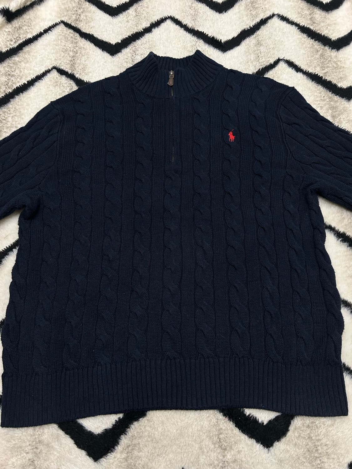 [XL]폴로랄프로렌 케이블 니트 하프집업/네이비 상품이미지4