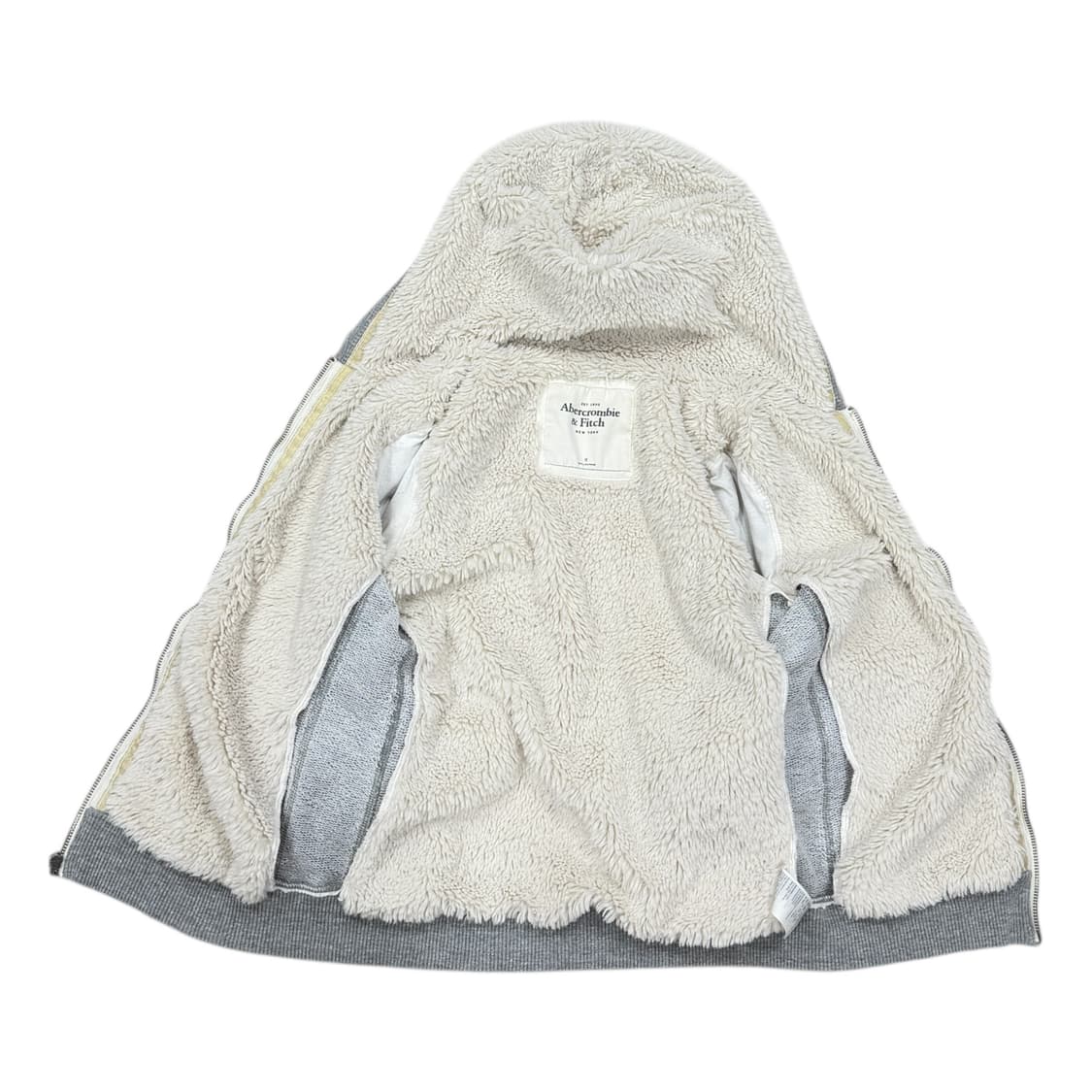 아베크롬비 빈티지 Y2K 쉐르파 양털 후드집업 자켓 그레이 M 상품이미지2