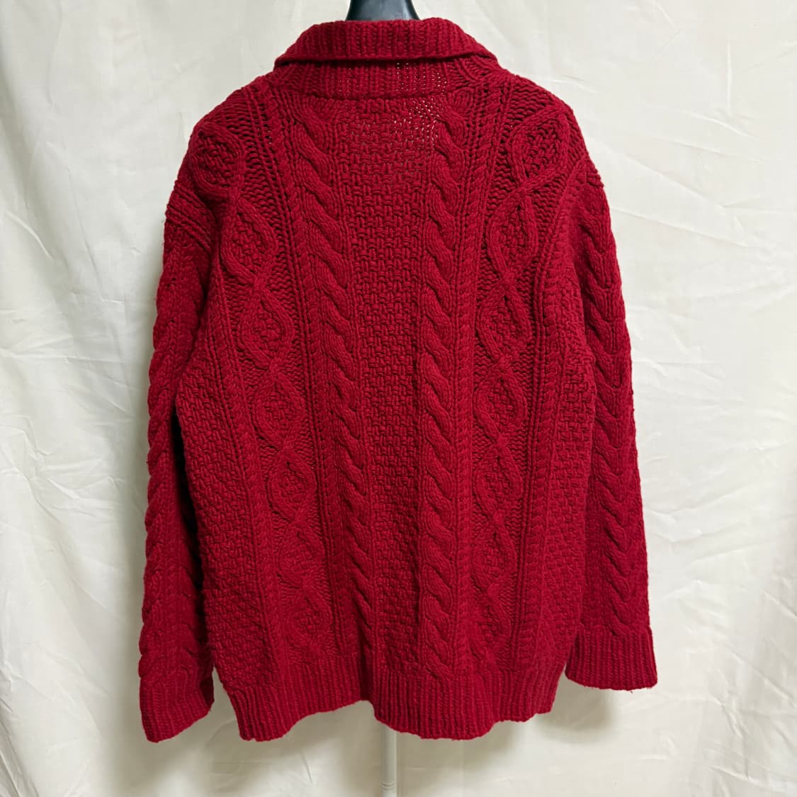 유니클로 울 케이블 카라 가디건 / 레드, M 상품이미지7