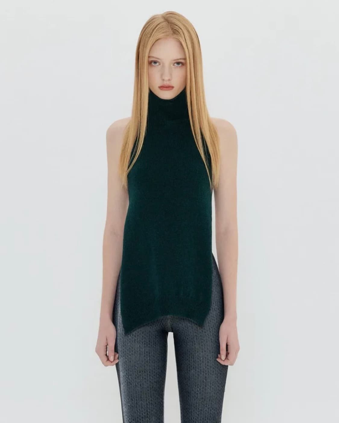 YUSE 유스 캐시미어 혼용 울홀터넥 니트 그레이 상품이미지1