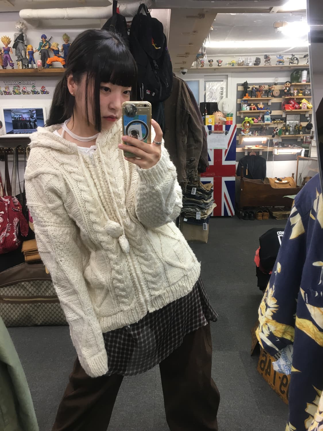 빈티지 헤비 니트 후드 집업 상품이미지1