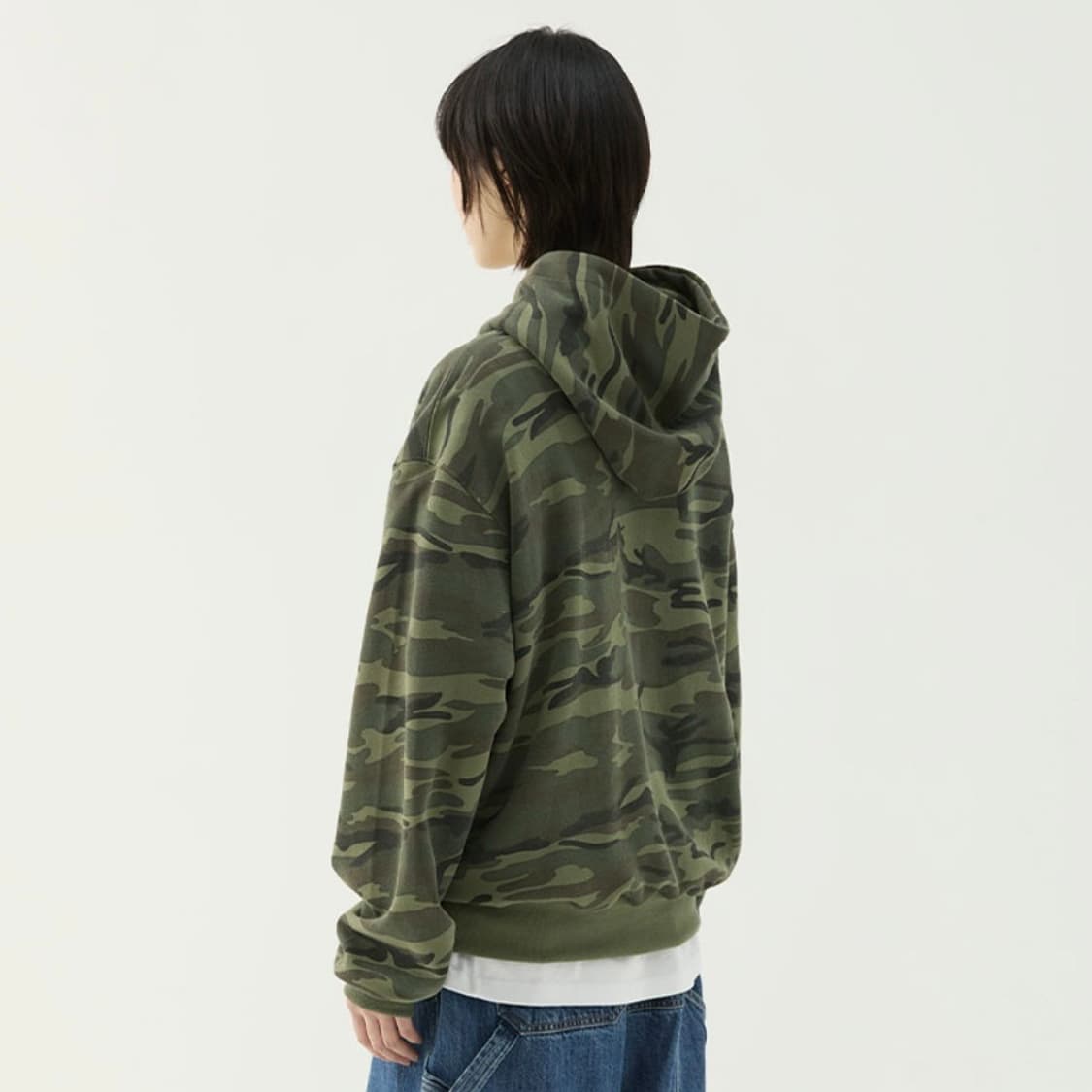 밈더워드로브 헬로 월드 LOVE 후드티_카모 상품이미지4