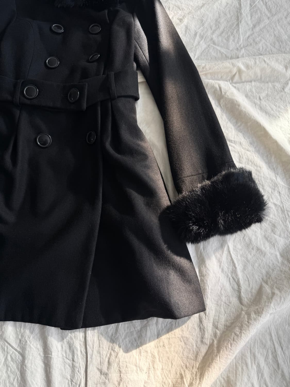 잉그니 고딕 오네갸루 펑크 래빗퍼 트리밍 더블버튼 울코트 상품이미지4