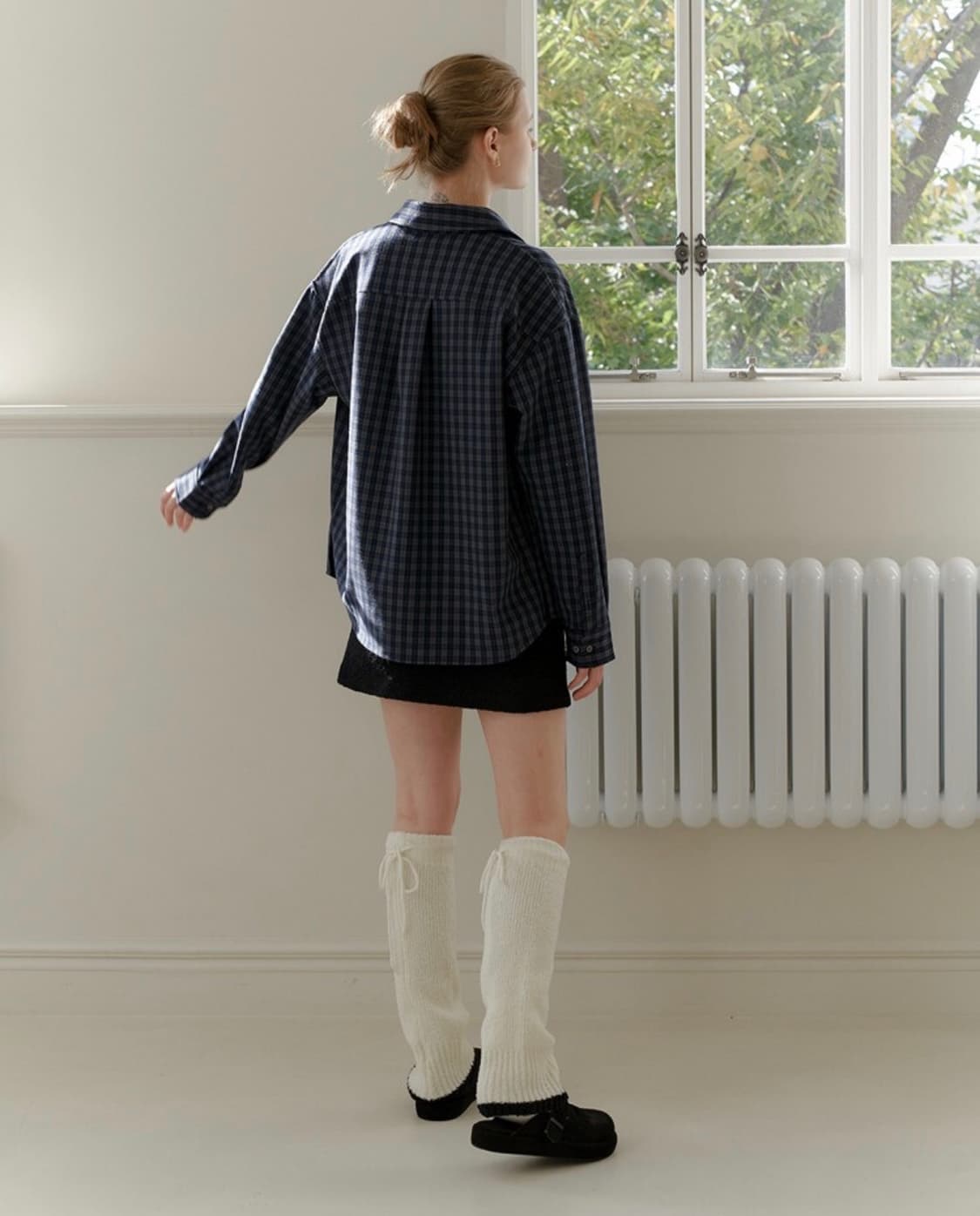 엽페 체크 셔츠 네이비 상품이미지2