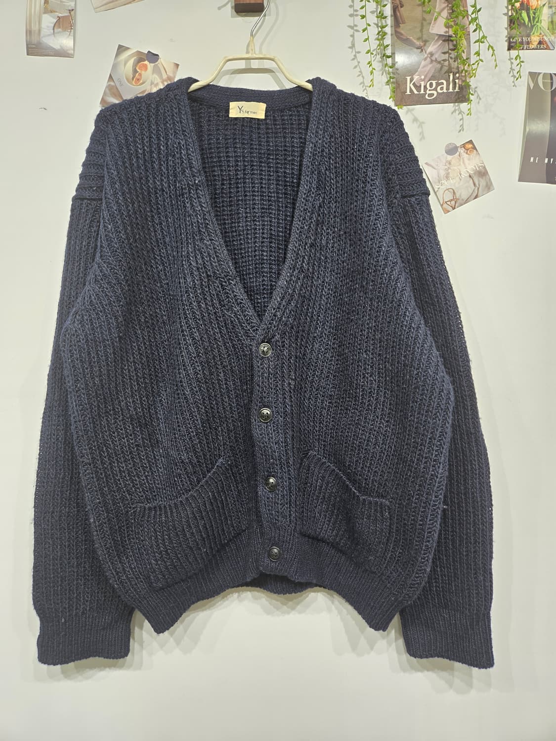 요지 야마모토 네이비 니트 가디건 상품이미지3