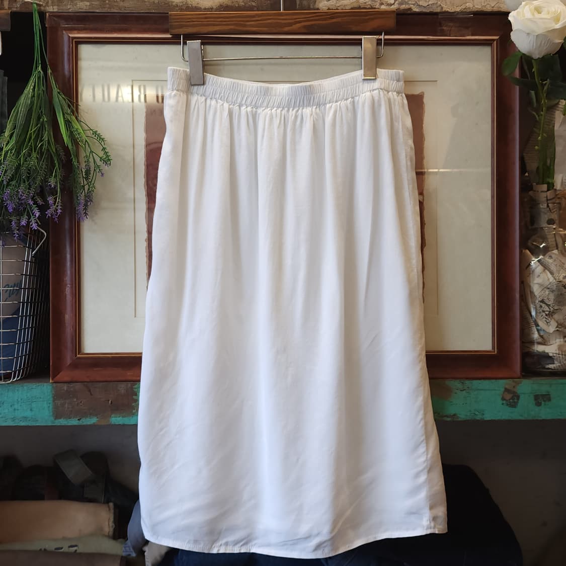 90s 빈티지 스커트 유럽 화이트 롱 스커트 50 상품이미지1