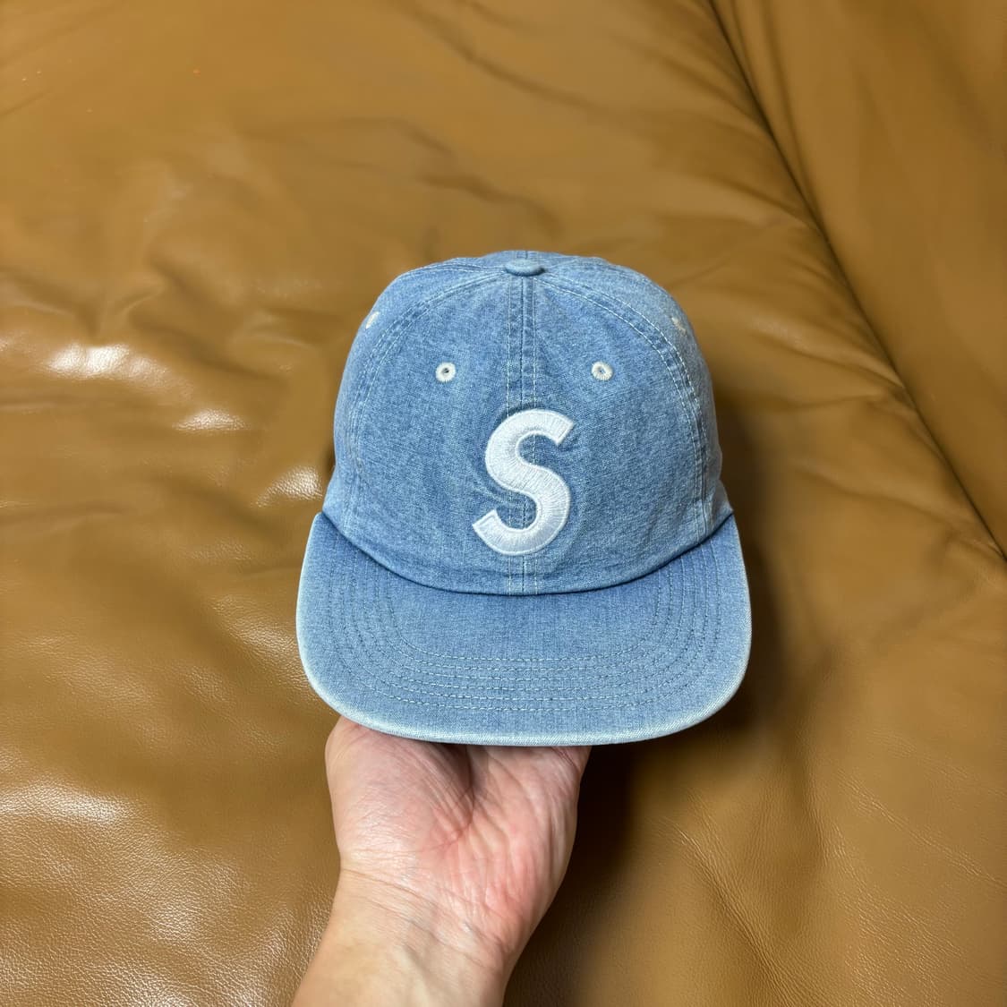 Supreme 슈프림 워시드 데님 s로고 6패널 볼캡 모자 Denim 상품이미지2
