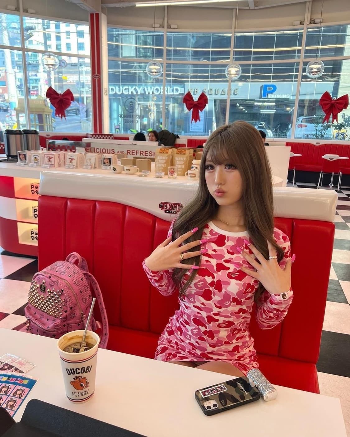 베이프 핑크 카모 원피스  상품이미지1