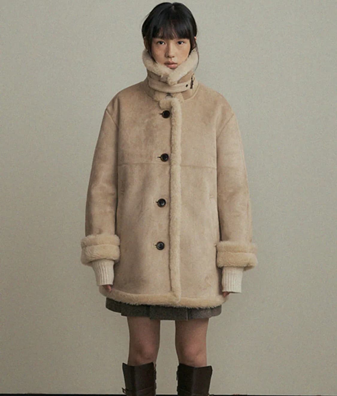 링서울 스웨이드 무스탕 코트 상품이미지1