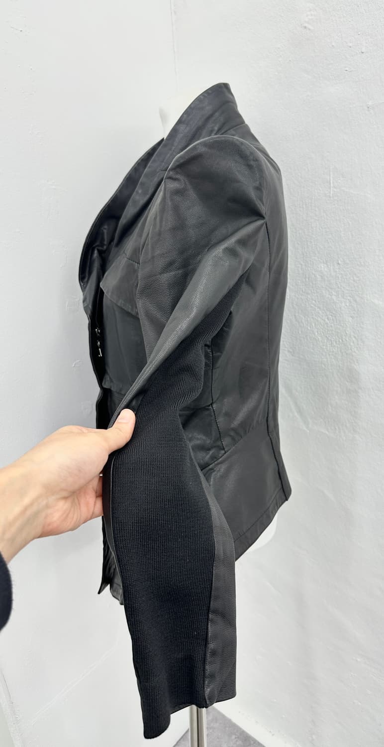 Asymmetric drape leather jacket  상품이미지4