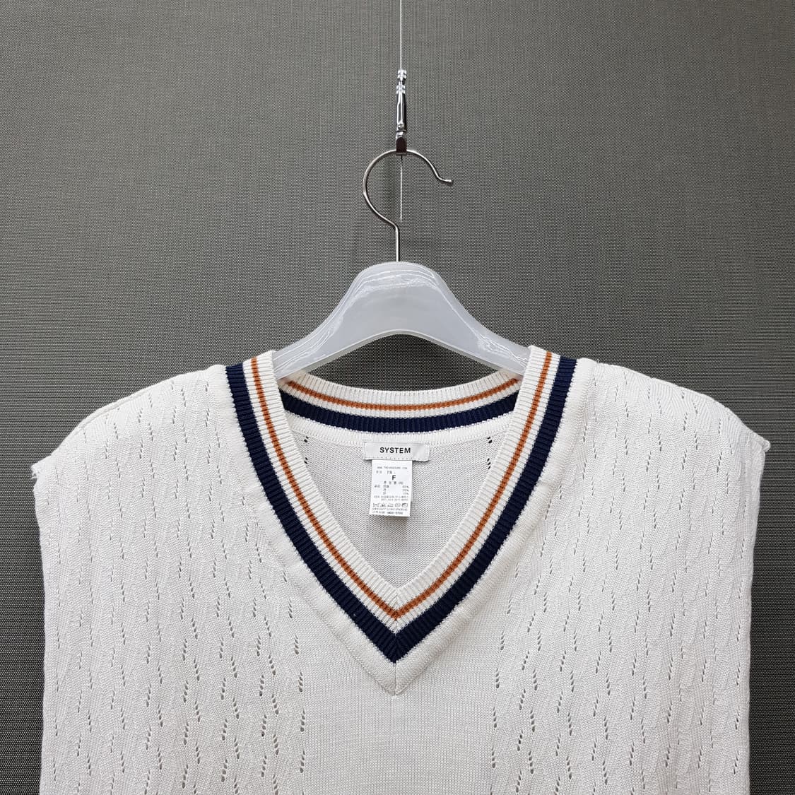 한섬 시스템 2022 트리밍 브이넥 니트 베스트 F사이즈 상품이미지2