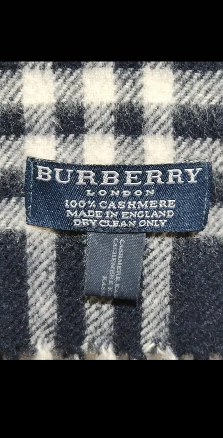 (정품) 버버리 캐시미어 목도리 체크 머플러 네이비 영국판  상품이미지5