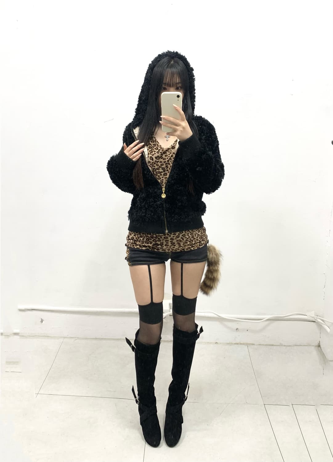 [SKINNY LIP] 갸루 플러피 퍼 후드집업 상품이미지2