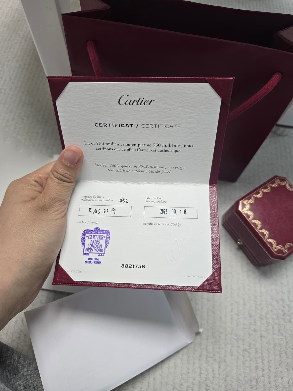 까르띠에 러브링 다이아 핑골 52호 새상품 풀박스 상품이미지6