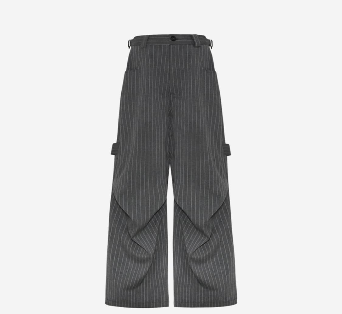 [2] 카미엔 247 올 데이 배기 팬츠 스트라이프 그레이 상품이미지1