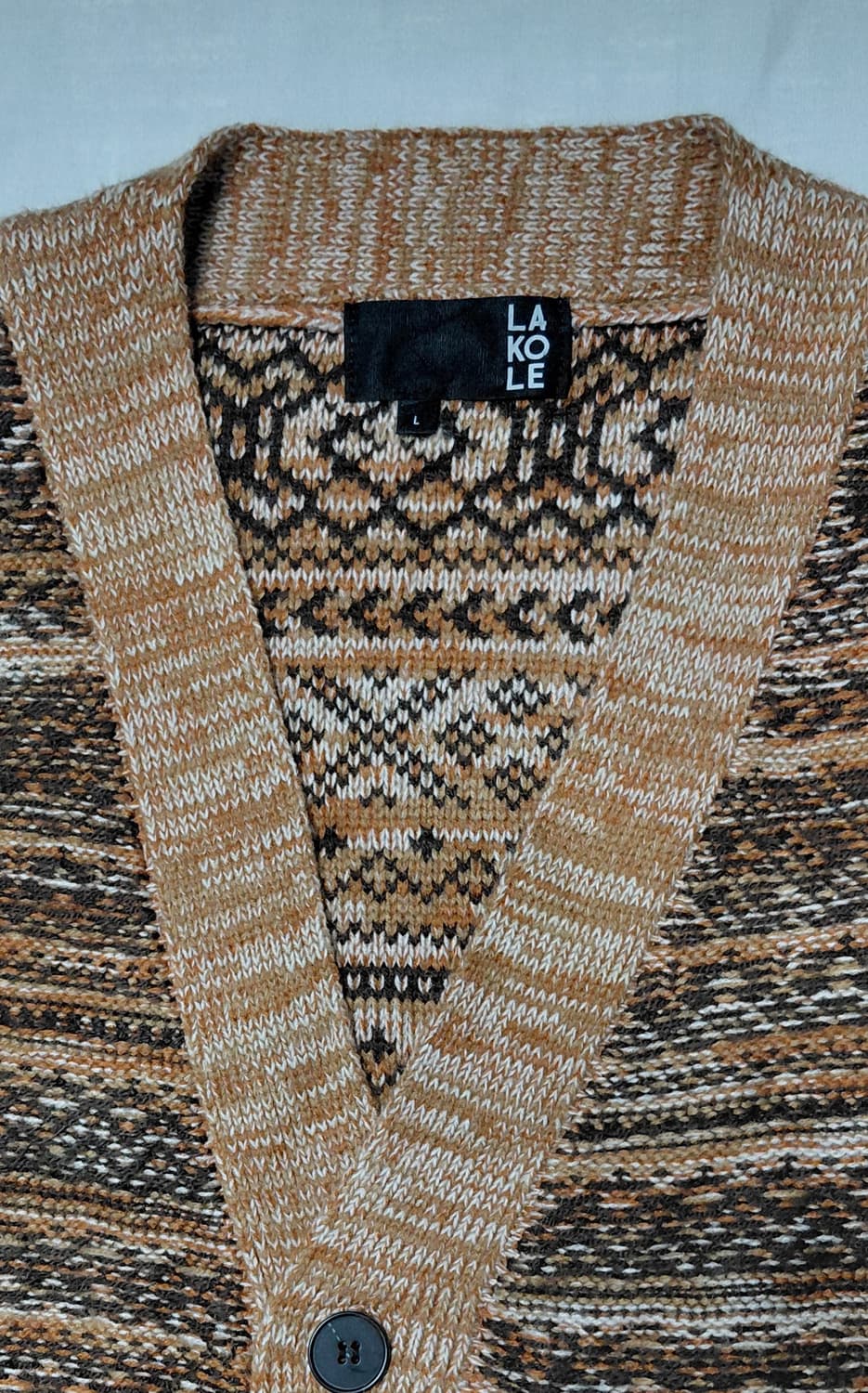 [L] 일본 브랜드 LAKOLE(라코레) 자카드 패턴 니트 가디건 상품이미지2